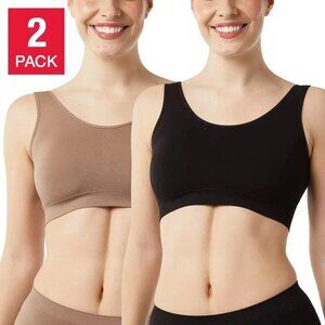 NEW Layer Zero Women's L 2 Pack Seamless Nylon Bra Black & Sienna  J1036